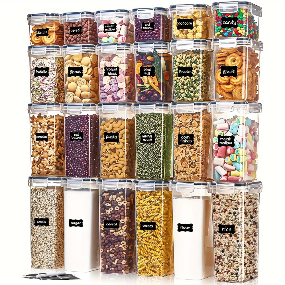Food Storage Square Containers - 24個入り食品保存容器 12箱 12蓋 気密パントリーオーガナイザー キッチンアクセサリー ガジェットツール