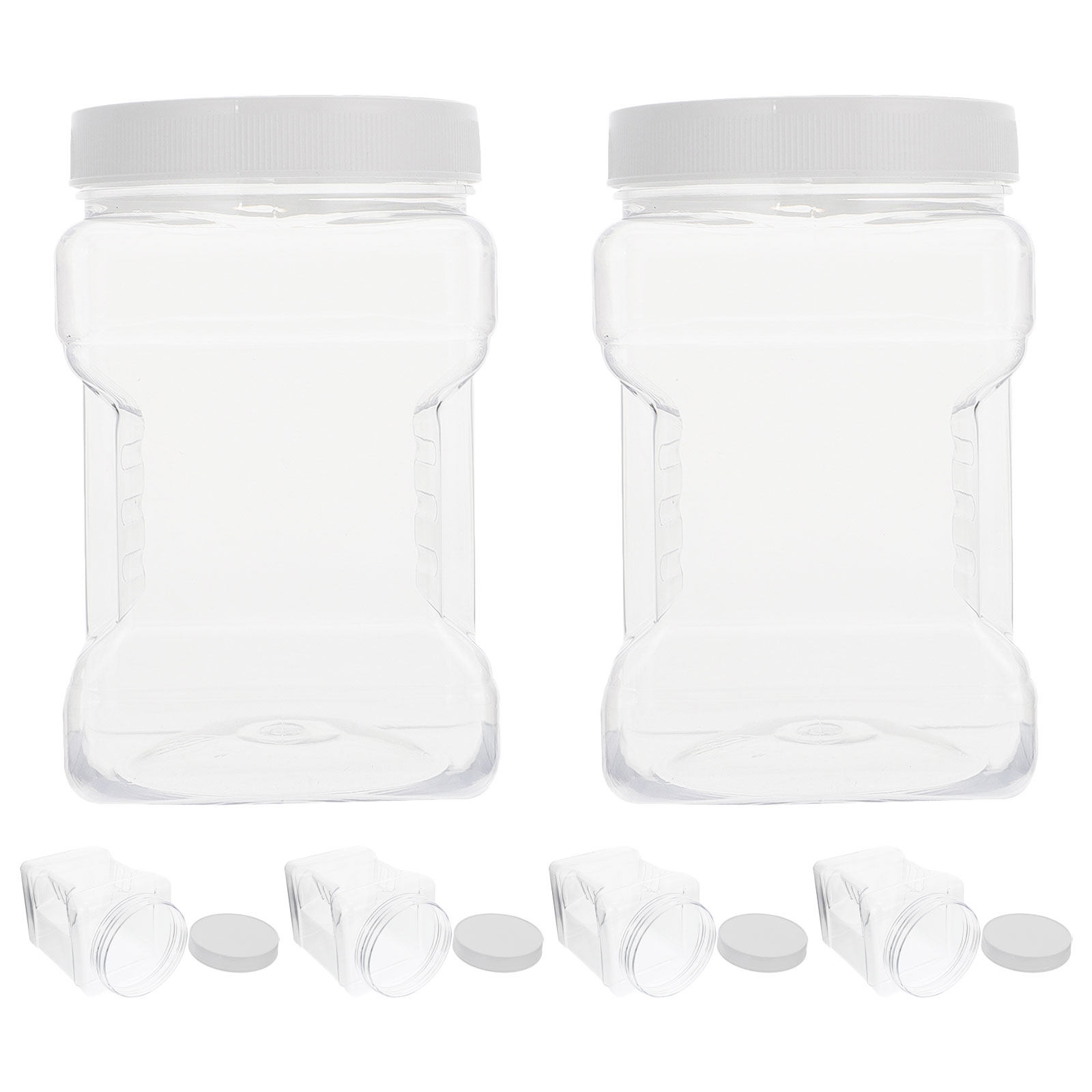 Food Storage Square Containers - 6個入り透明保存容器 透明な正方形の密閉容器 滑り止めハンドル付き キッチンパントリーキャニスター 乾物 スナック