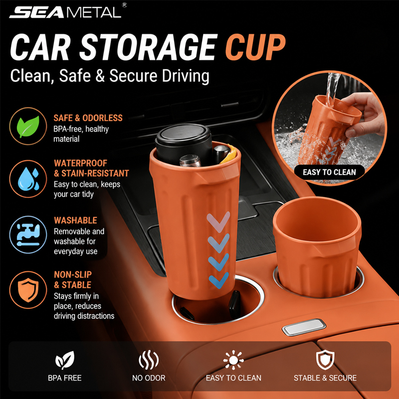 Food Storage Silicone - SEAMETAL 車用ゴミ箱 食品グレードのシリコン製 滑り止めゴミ箱 耐ねじれ性 洗える