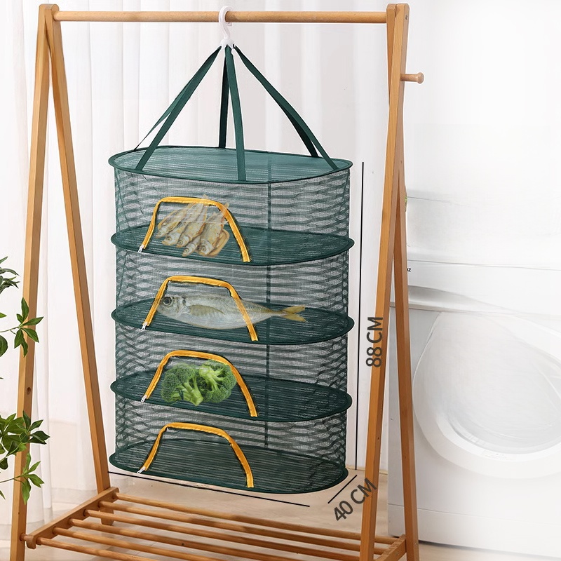 Food Storage Net - 厚みのある多層食品乾燥ラック野菜魚乾燥ネット冬瓜サツマイモ防虫ツール収納オーガナイザー