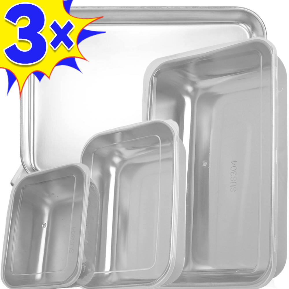 Food Storage Square Containers - 蓋付きの長方形のステンレス鋼の食品収納ボックス、生鮮食品保存容器、ソーセージ、麺、カバー付きフルーツ皿