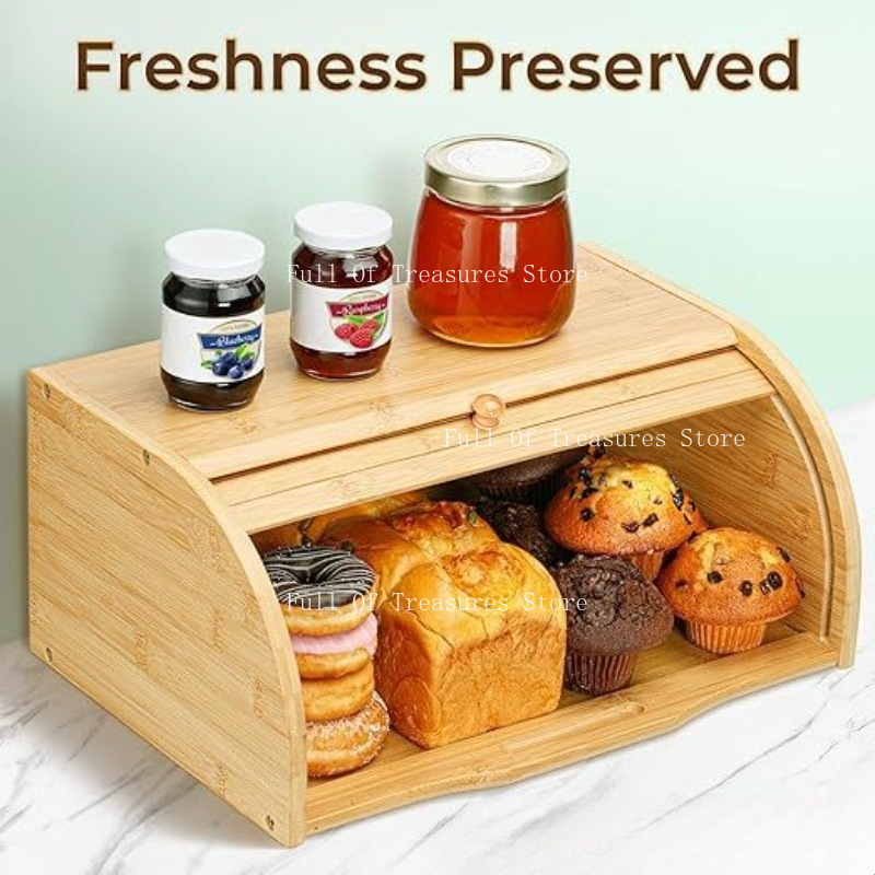 Bread Box Bamboo - 竹製パンケース 家庭用キッチンでの食品やケーキの保管に最適