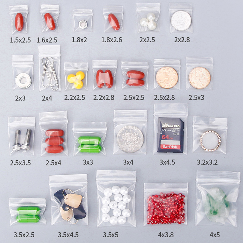 Food Storage Locker - ミニジップロックバッグ、プラスチック包装袋、小さなプラスチックジッパーバッグ、ジップロックピル包装ポーチ、より多くのサイズ、100個