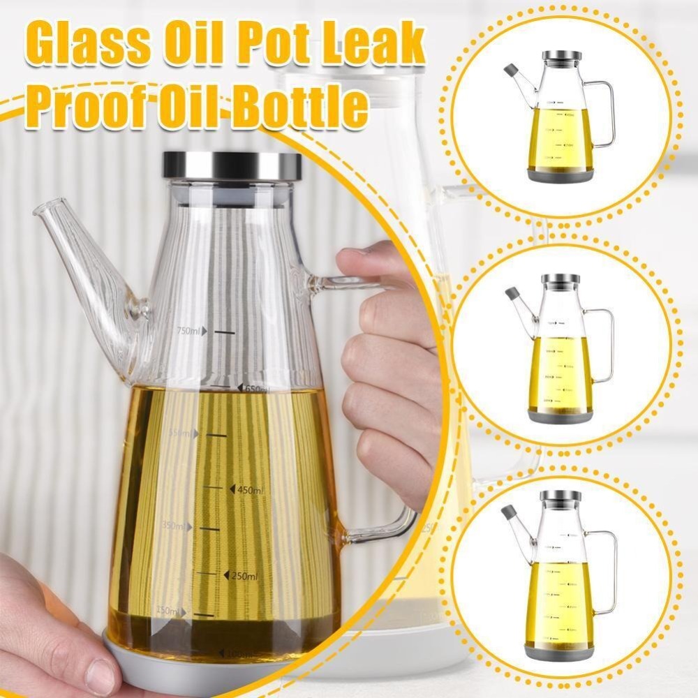 Food Storage Glass Containers Large - 新しい食品グレードのオイルディスペンサーボトル漏れ防止 600/800/1000 ミリリットルオイル保存容器大容量ガラスオイルポットキッチンツール