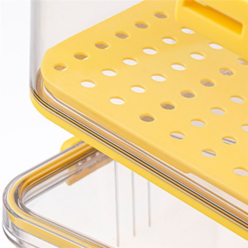 Food Storage Yellow - B17C 食品保管冷蔵庫時間管理オーガナイザーボックス PET キッチン冷蔵庫保管ビン イエロー 15.5