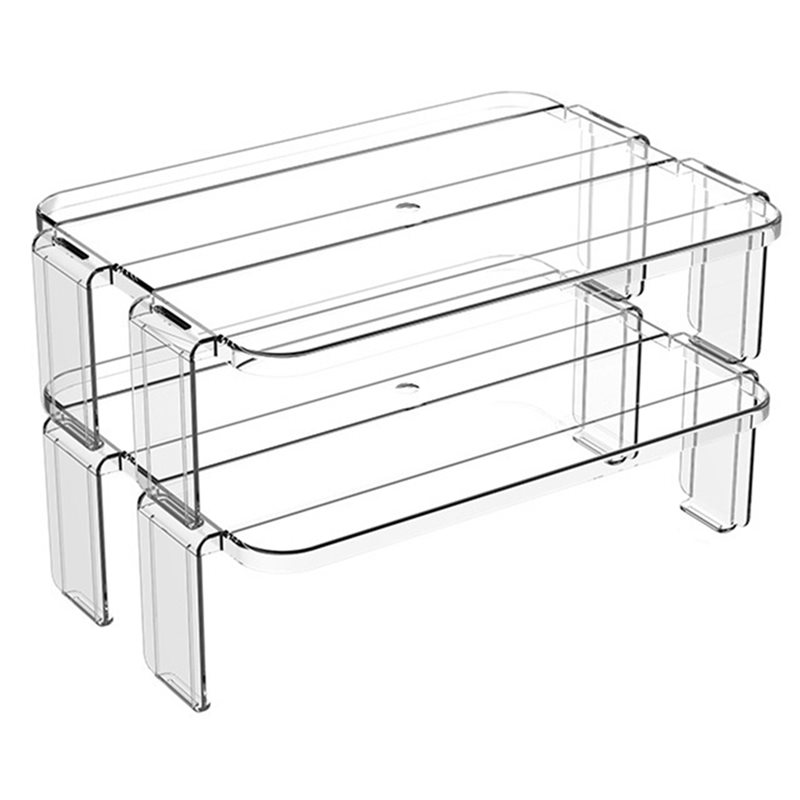 Food Storage Management - ABKY-積み重ね可能な透明冷蔵庫収納オーガナイザー（2個セット）、食品やスパイスボトルの整理用キッチンカウンターシェルフラック