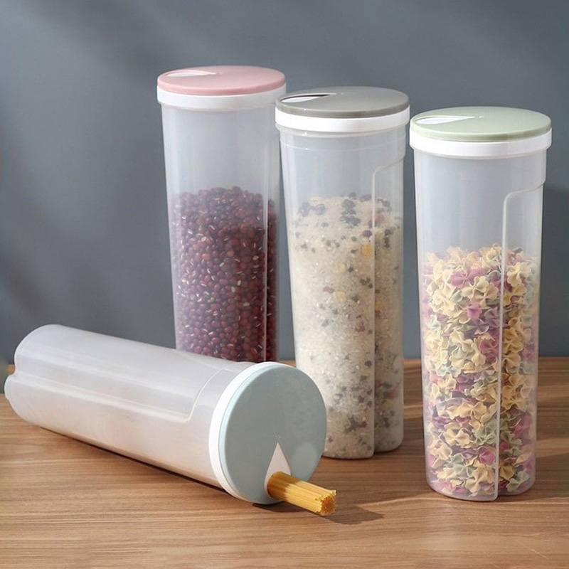 Food Storage Dividers - 食品グレードプラスチック製麺収納缶 密閉キッチン食品容器 定量分割オーガナイザーボックス パントリー収納用