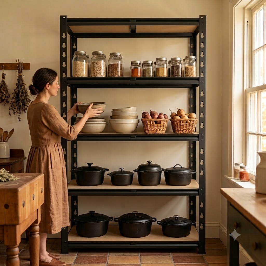 Food Storage No Pantry - スリム5段メタルシェルフユニット、27.6x11.8x59.8インチの頑丈な収納ラック、調節可能なパントリーシェルフ、キッチン、リビングルームの植物スタンド＆ディスプレイラック用食品収納オーガナイザー、工具不要の組み立て
