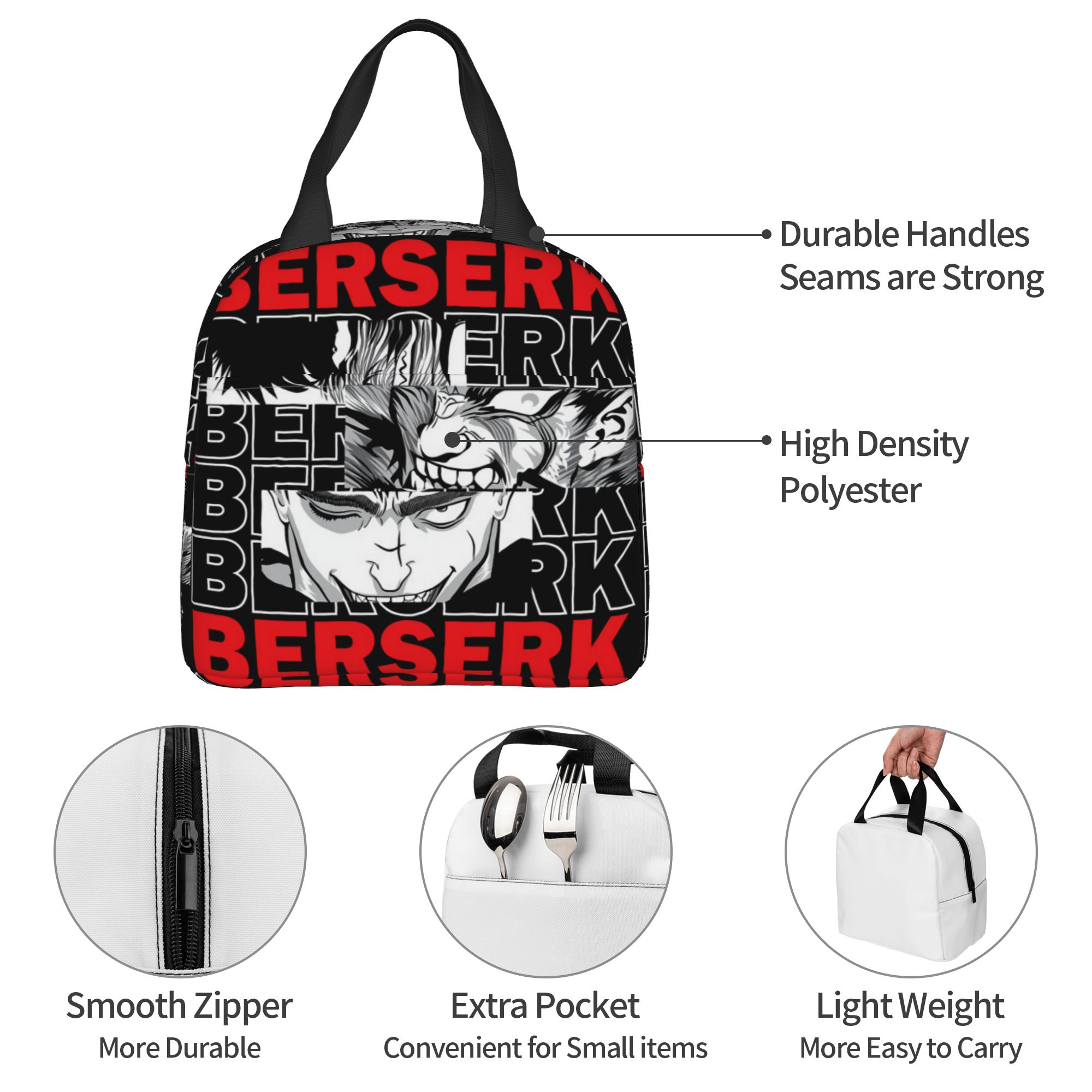 Food Storage Hot - B-Berserks 断熱ランチバッグ ブランド刻印入り ウォリアーコミック ポータブルランチコンテナ 通勤