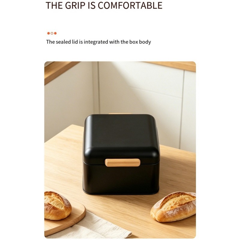 Bread Box Bamboo - ABMI高級収納ボックス、スタイルブレッドボックス、竹と木製ハンドル付きフリップトップスクエアデスクトップレトロ小型玄関デザイン