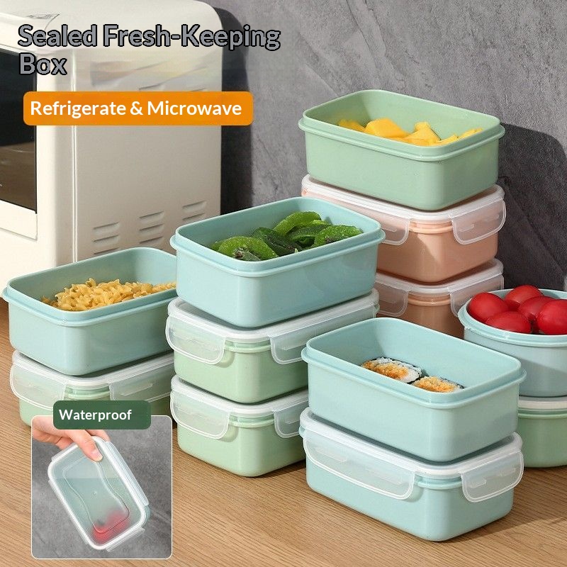 Food Storage Square Containers - 気密食品保存容器 BPAフリー スタッカブル 漏れ防止 ランチボックス 冷蔵庫オーガナイザー