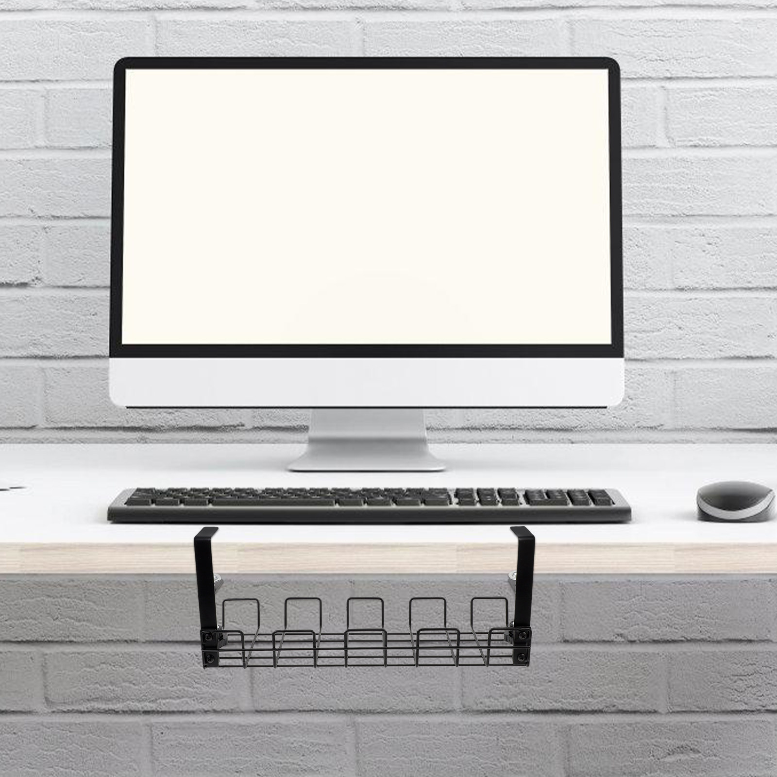 Food Storage Management - デスク下ケーブルオーガナイザー カーボンスチール製 厚型大型 パワーストリップホルダー オフィス・家庭用ケーブル管理ラック 収納トレイ