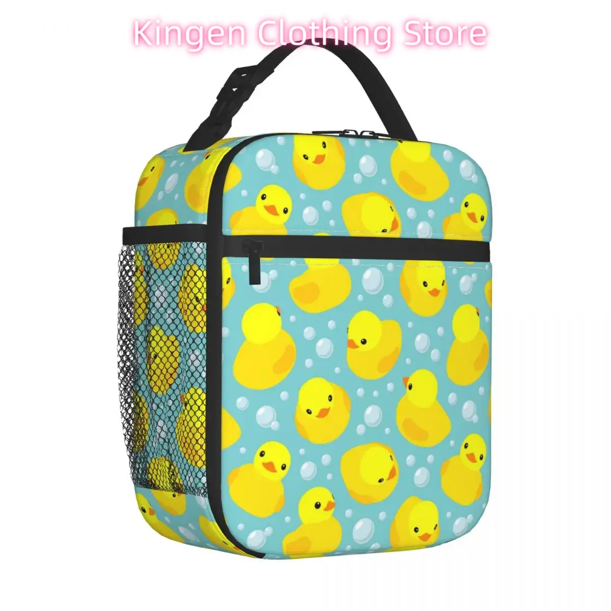 Food Storage Yellow - イエローダックバブルズ断熱ランチバッグ大容量動物再利用可能なクーラーバッグトートランチボックス仕事ピクニック食品保存袋