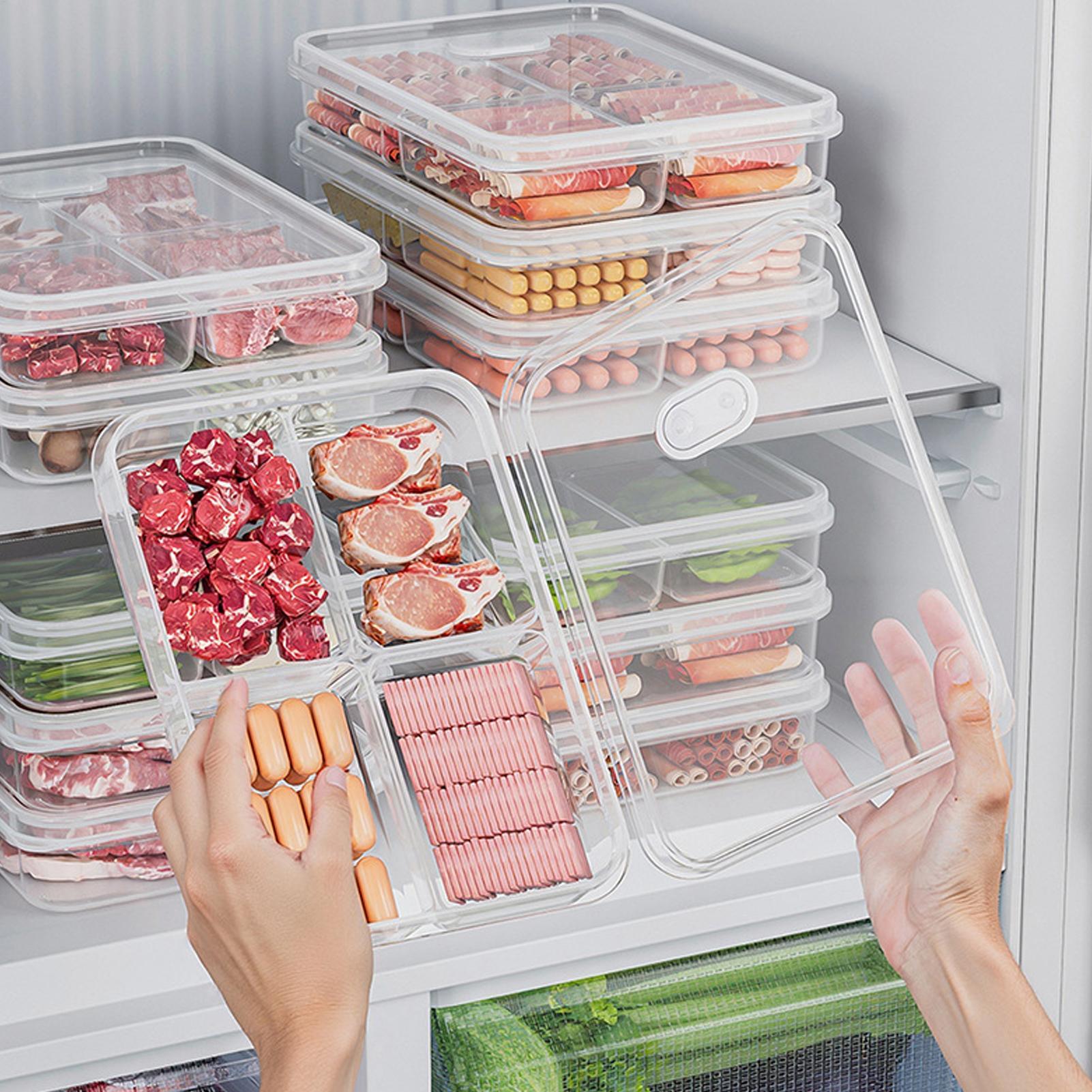 Food Storage Square Containers - 1PC 冷蔵庫収納ボックス肉野菜鮮度保持収納ボックス透明食品保存ボックスキッチンオーガナイザーボックス