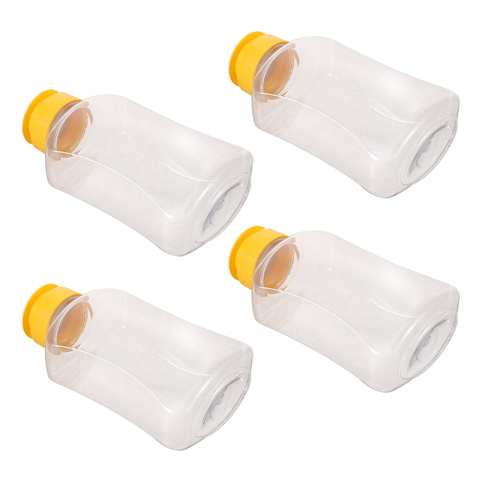 Condiment Squeeze Bottle - 4個入りハニースクイーズボトル プラスチック製漏れ防止ディスペンシングジャー 再利用可能な調味料ディスペンサー キッチン ピクニック 旅行用シロップ