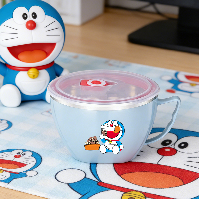Food Storage Room - ドラえもん 大容量ステンレスボウル 二層保温インスタントラーメンボウル 蓋付き食品保存容器