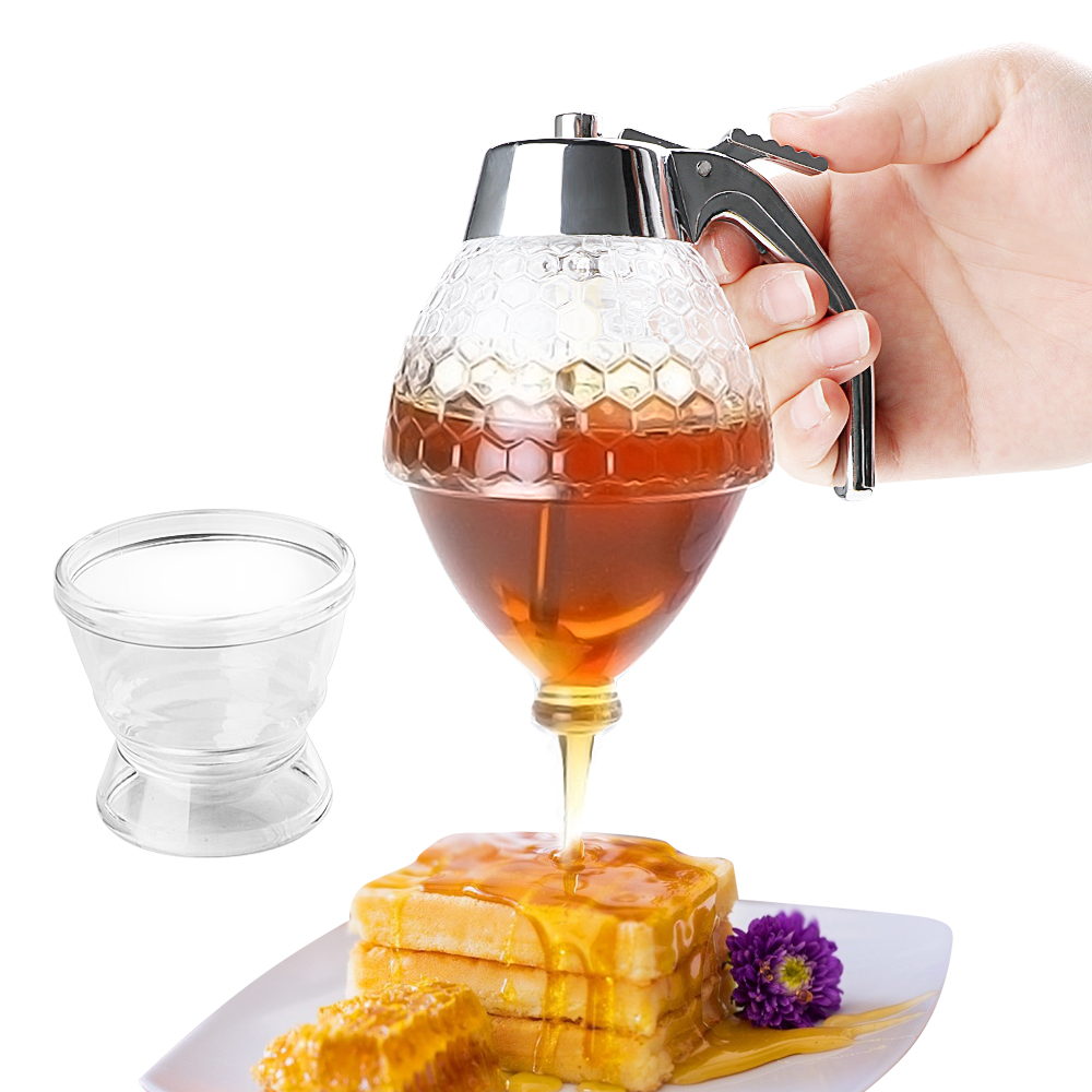 Condiment Squeeze Bottle - ジュースシロップカップスクイズボトル収納ポットスタンドホルダー蜂ドリップディスペンサーケトル蜂蜜瓶容器キッチンアクセサリー