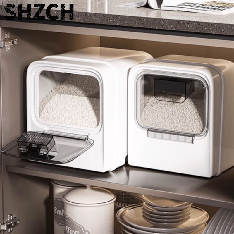 Food Storage No Pantry - ‌ プレミアムスクエア米びつ、20L気密食品保存容器、BPAフリー防湿ディスペンサー、キッチンパントリーオーガナイザー