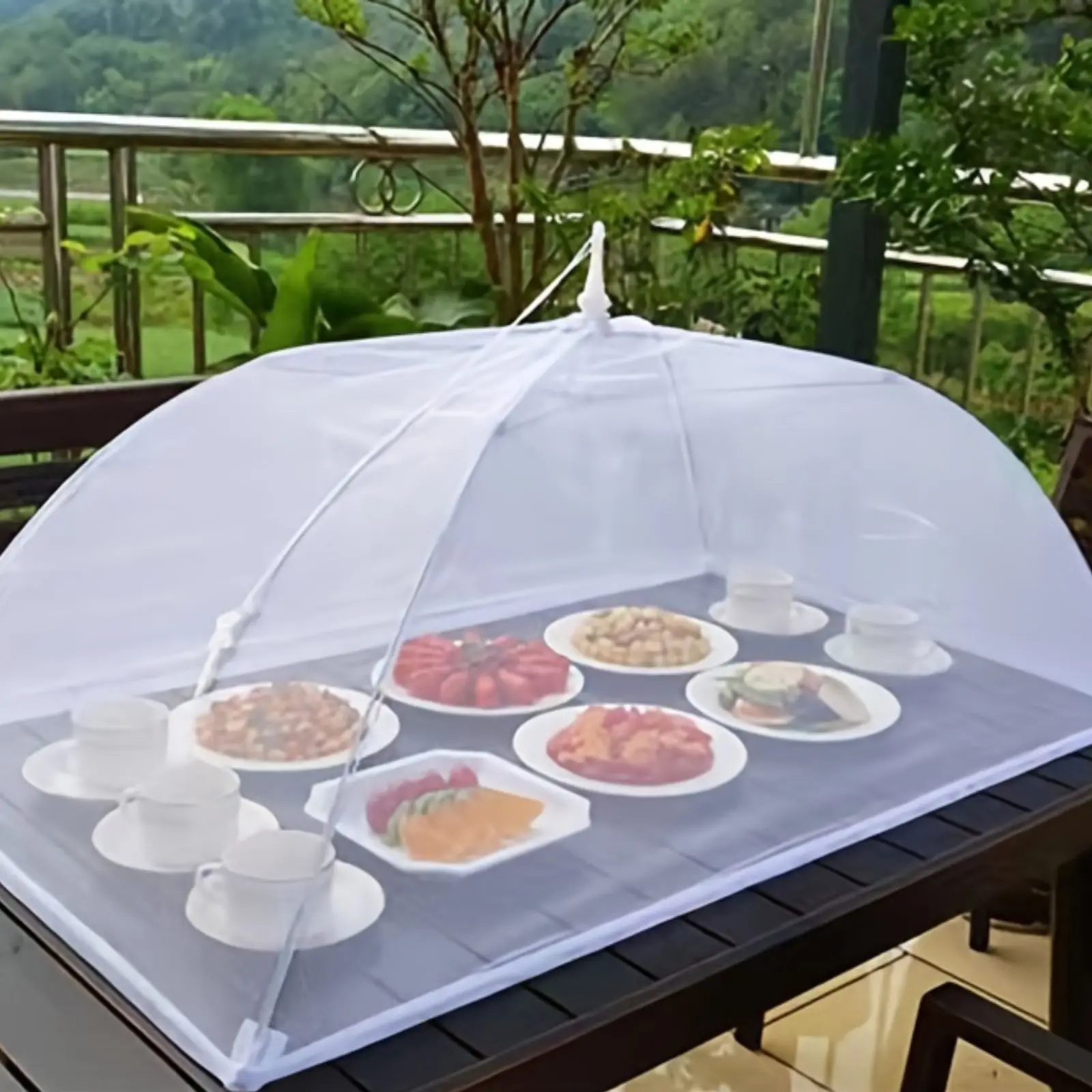 Food Storage Net - 大型ポップアップ式ホワイトメッシュフードカバーテント - 折りたたみ式で洗濯可能、屋外ピクニック、バーベキュー、パーティーに最適