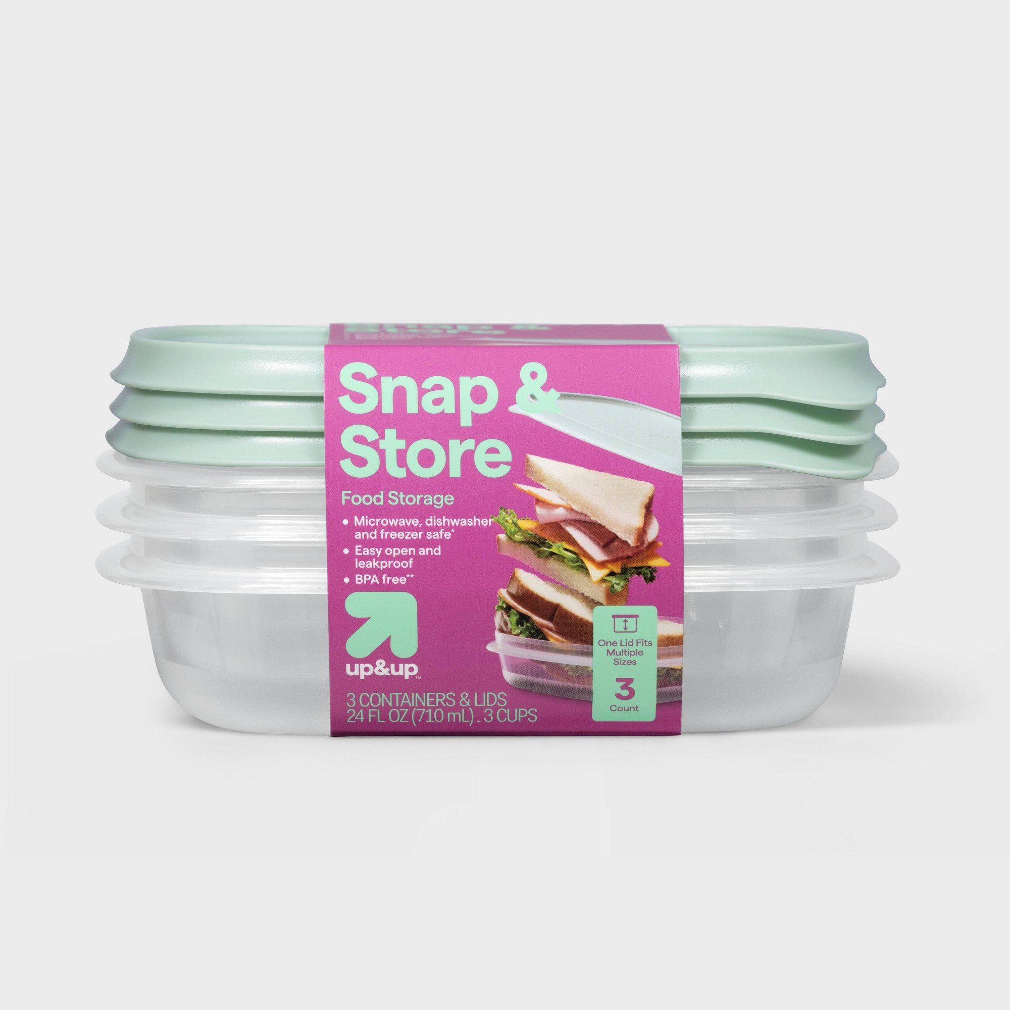Food Storage Square Containers - 3立方インチの正方形食品保存容器、スナップ蓋付き、キッチン整理用の透明な再利用可能なミールプレップボックス