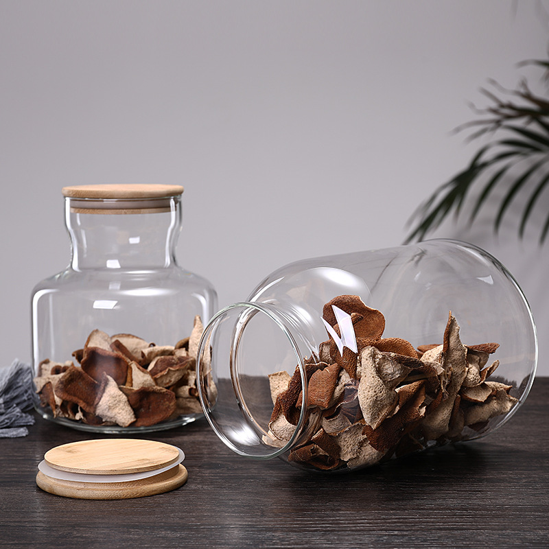 Food Storage Glass Containers Large - 竹製収納ボトル,3800ml,キッチン用,食品容器,穀物,コーヒー用,食品容器