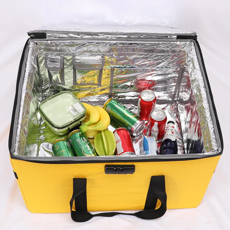 Food Storage Hot - 80L ポータブル大型ピザ配達用保温バッグ 再利用可能 厚手 食品保存ボックス アルミ箔製