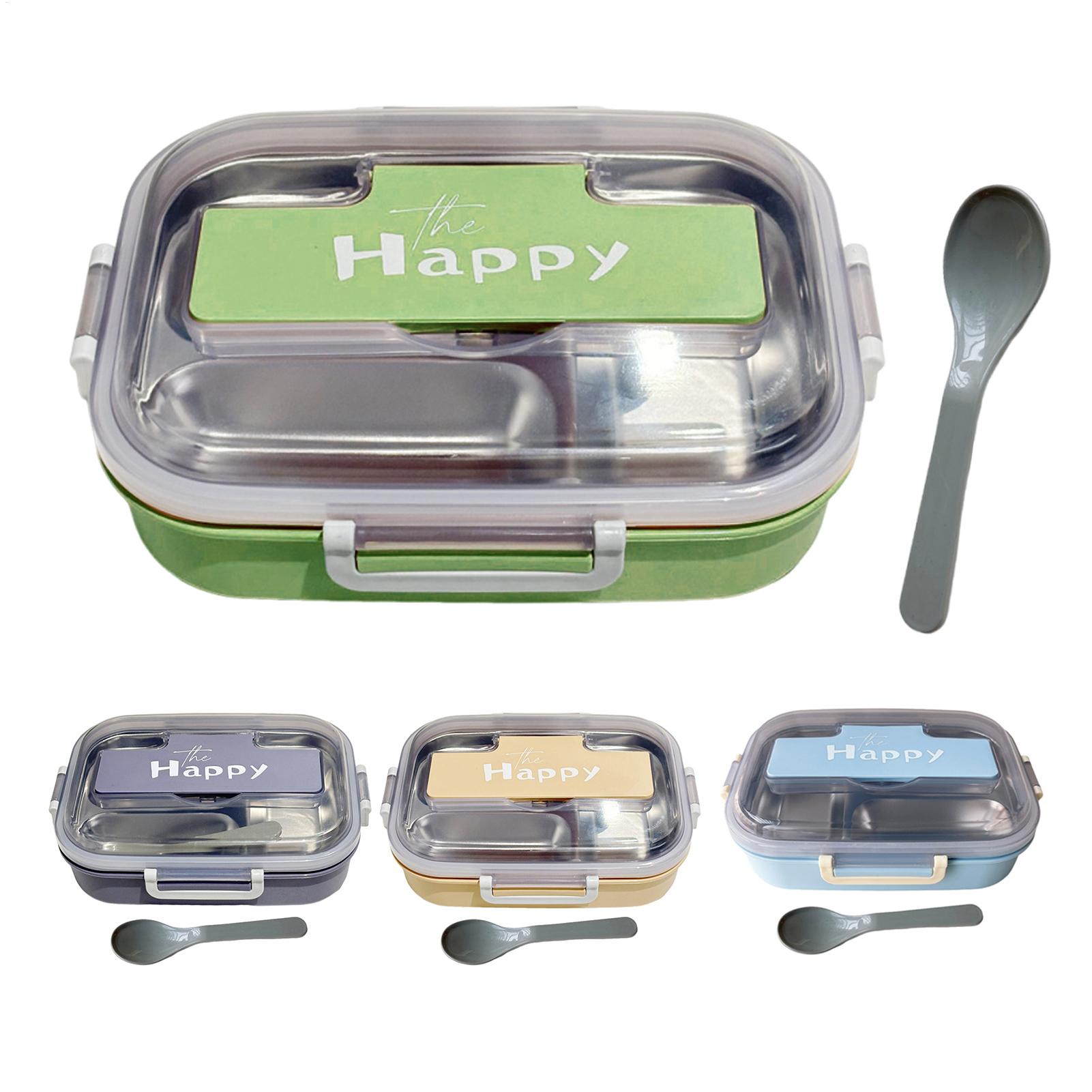 Food Storage Dividers - ポータブルランチボックス ステンレス製分割弁当箱 大人、子供、学生向け食器付き 漏れ防止食品保存容器