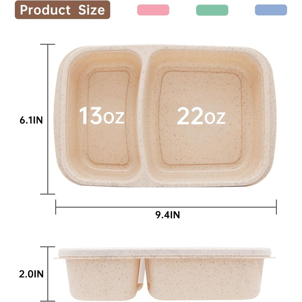 4パック弁当箱、2つのコンパートメント付き食事準備容器、蓋付 - Food Storage Dividers のレビューと価格