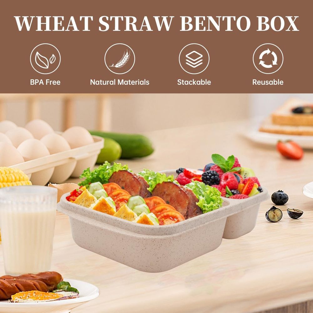 4パック弁当箱、2つのコンパートメント付き食事準備容器、蓋付 - Food Storage Dividers のレビューと価格