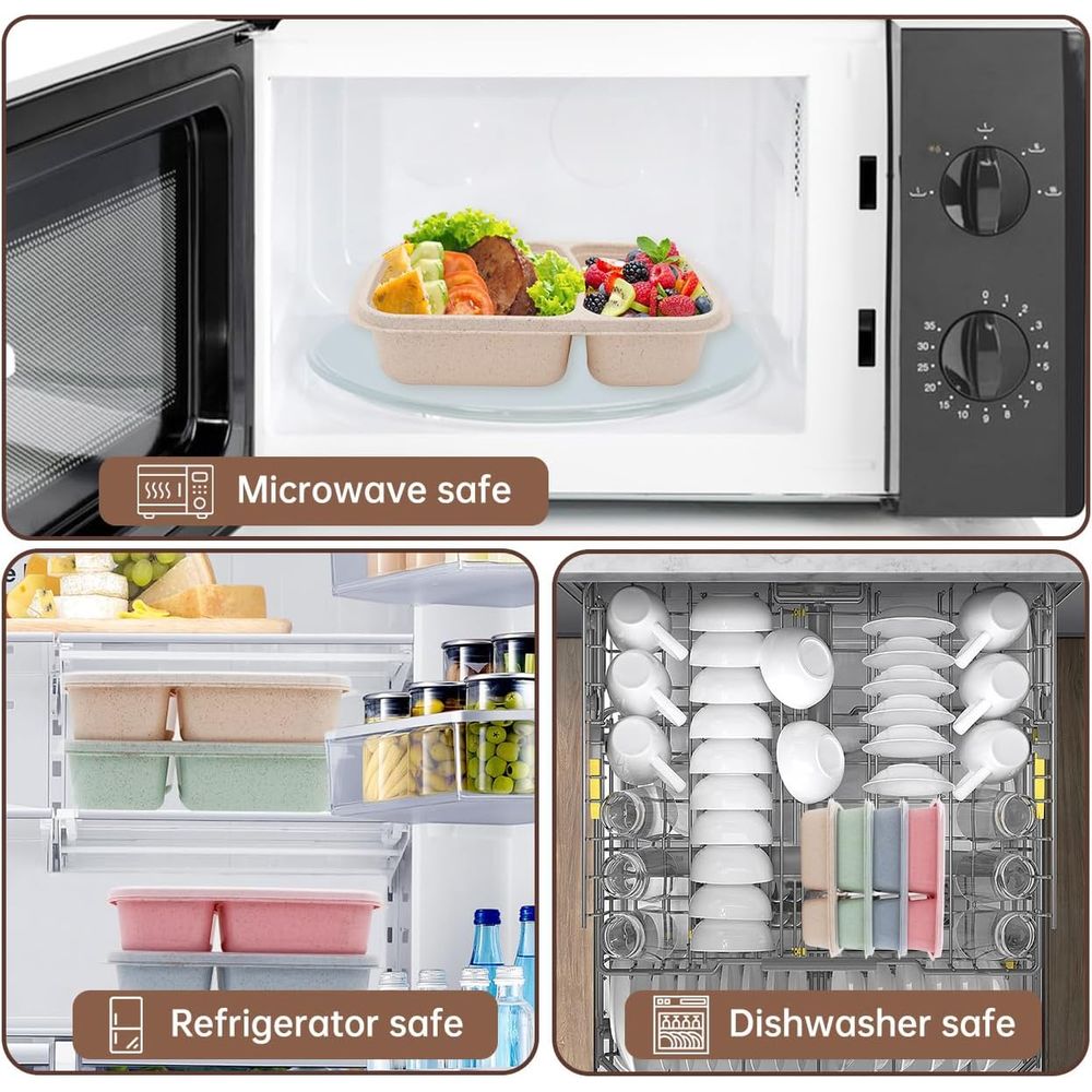 4パック弁当箱、2つのコンパートメント付き食事準備容器、蓋付 - Food Storage Dividers のレビューと価格