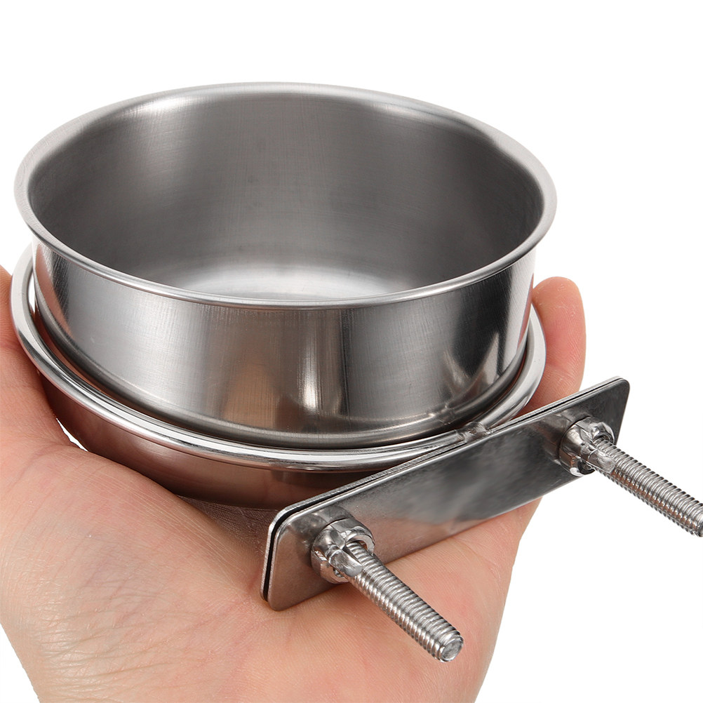 頑丈なステンレス製の鳥用餌入れ、クランプ式で鳥かごに取り付け - Food Storage Non Toxic のレビューと価格
