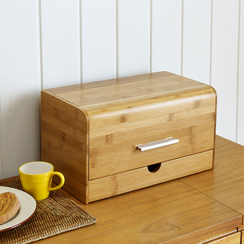 防塵パン箱 竹製スナック雑貨収納ボックス 無垢材 引き出し付 - Bread Box Bamboo のレビューと価格