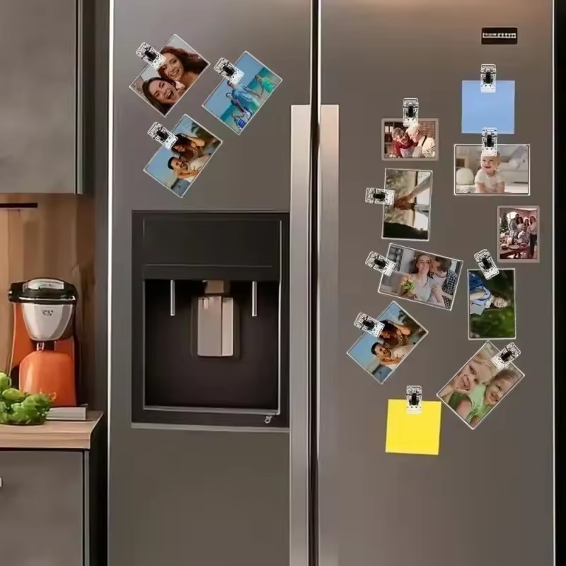 磁気クリッププラスチック透明白マグネット冷蔵庫ステッカー写真 - Food Storage Notes のレビューと価格