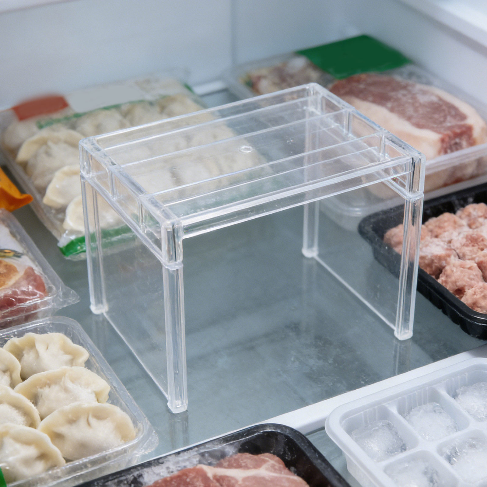 2個入り冷蔵庫オーガナイザーシェルフ、透明収納ラック、冷凍庫 - Food Storage Dividers のレビューと価格