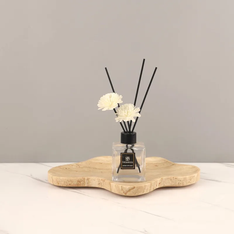 丸い石の洞窟の装飾的なトレイ,不規則なアート,ライトイエロー - Food Storage Yellow のレビューと価格