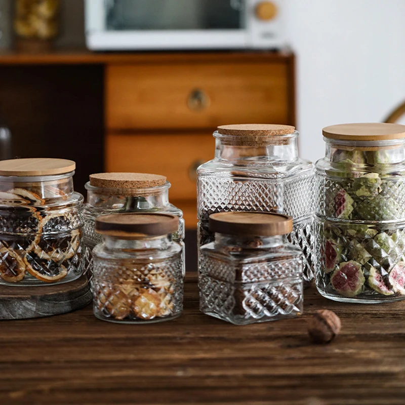 木製のふたが付いている大容量のガラス密封された瓶、コーヒー豆 - Food Storage Glass Containers Large のレビューと価格