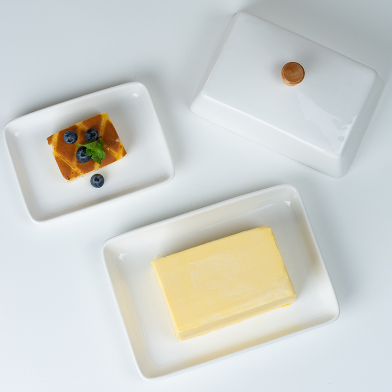 陶器製の竹と木の蓋付きバターディッシュ、クロスボーダー長方形 - Bread Box Bamboo のレビューと価格