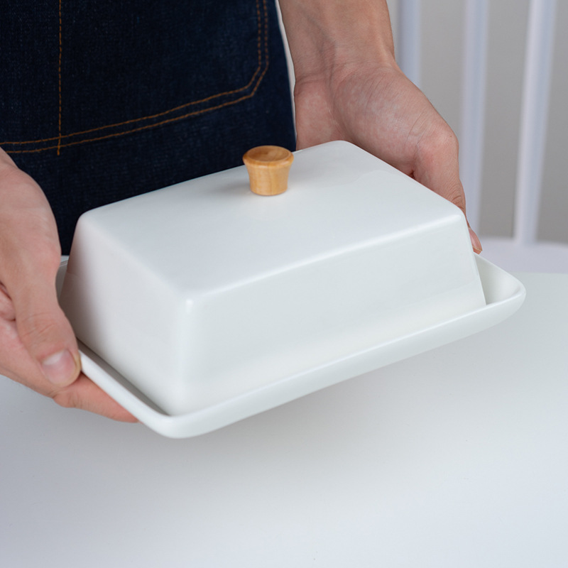 陶器製の竹と木の蓋付きバターディッシュ、クロスボーダー長方形 - Bread Box Bamboo のレビューと価格