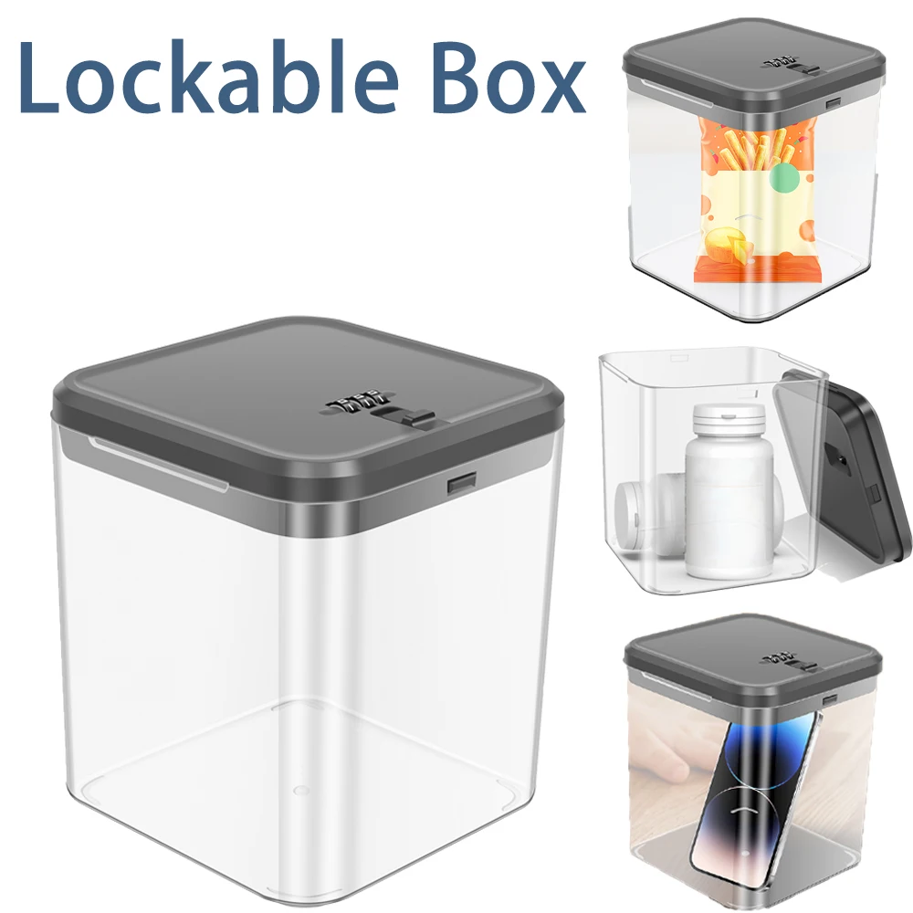 透明ロックボックス、パスワードロック付き収納ボックス、携帯電 - Food Storage Locker のレビューと価格