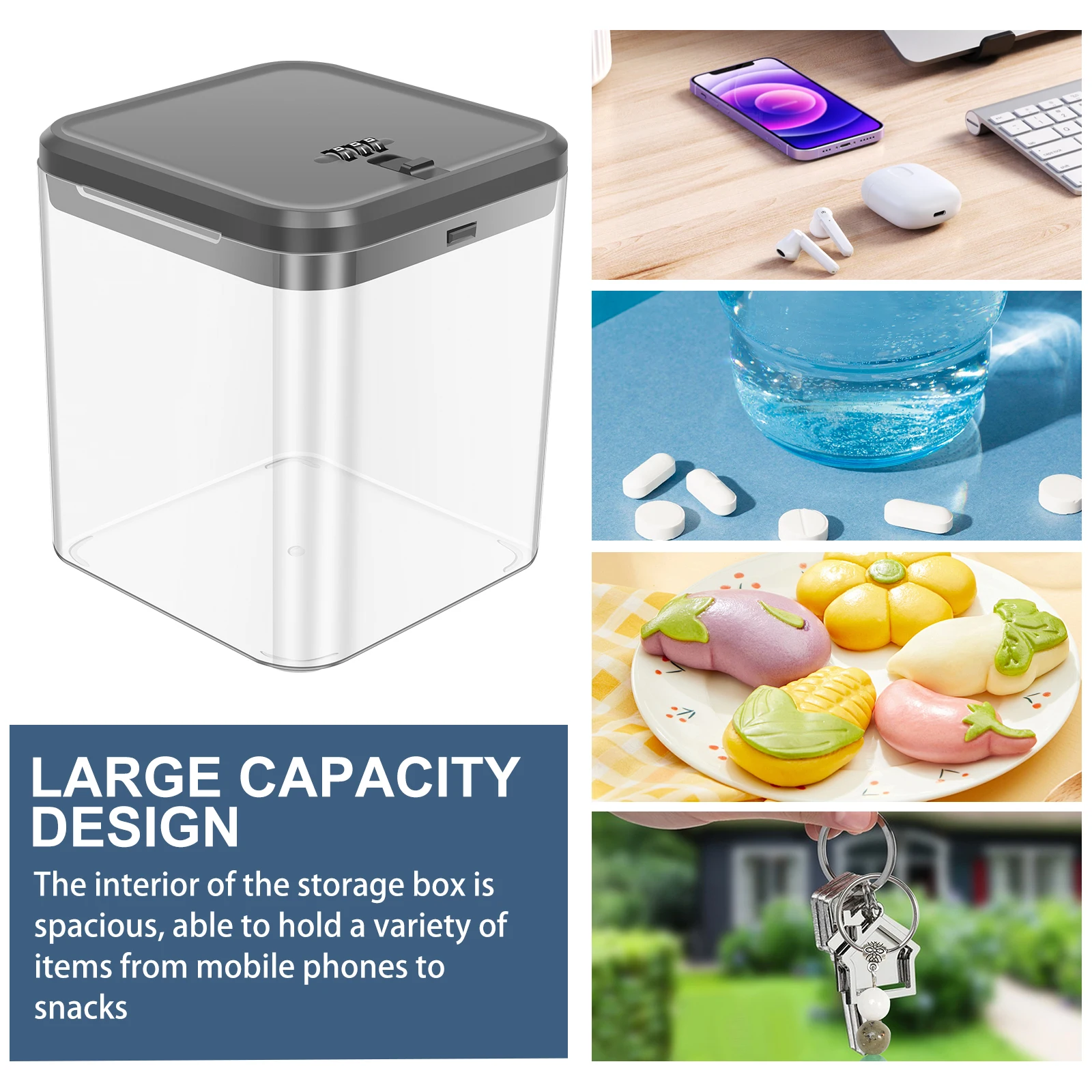 透明ロックボックス、パスワードロック付き収納ボックス、携帯電 - Food Storage Locker のレビューと価格