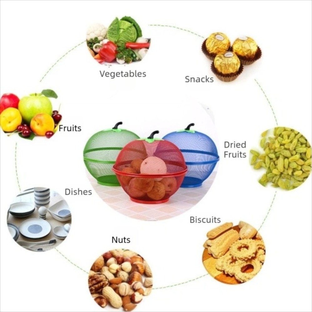メッシュカバー付き金属製フルーツバスケット、防湿性、お手入れ - Food Storage Net のレビューと価格