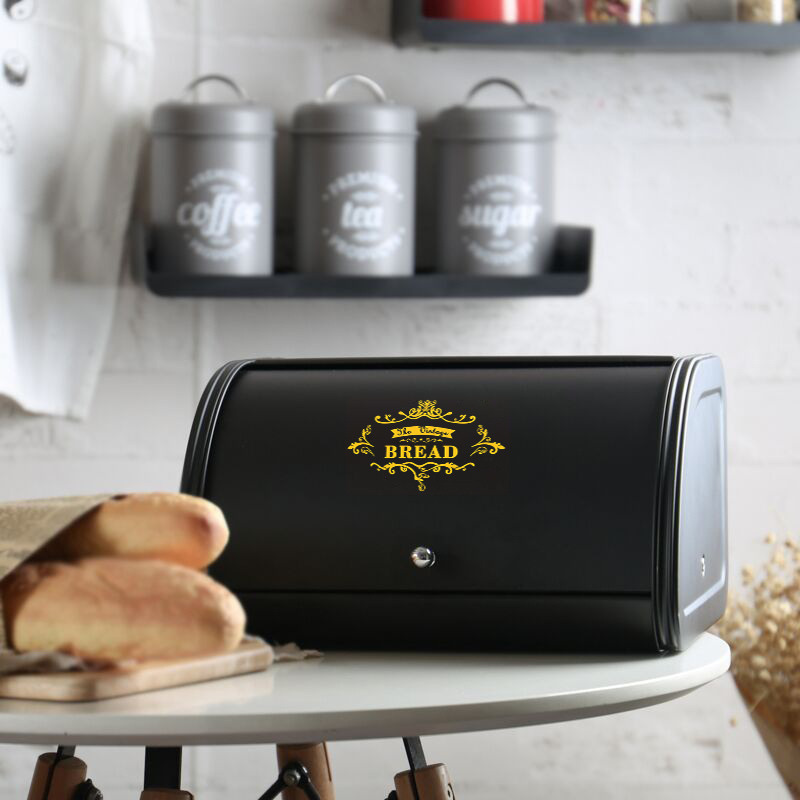 金属製のパン収納ボックス,黒い食品収納容器,キッチンカウンタ - Bread Box Bamboo のレビューと価格