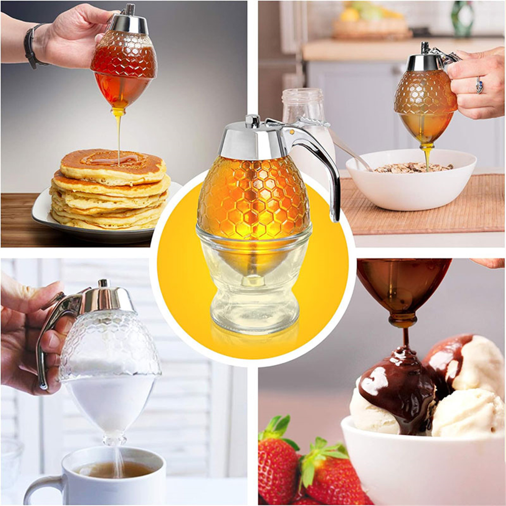1個入り ノンドリップガラス製ハニーディスペンサー スタンド - Condiment Squeeze Bottle のレビューと価格