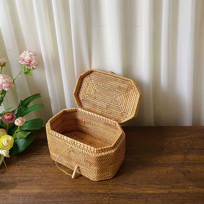 キッチン手織り籐収納ボックスハンドル付き籐飾りボックス茶食品 - Bread Box Bamboo のレビューと価格