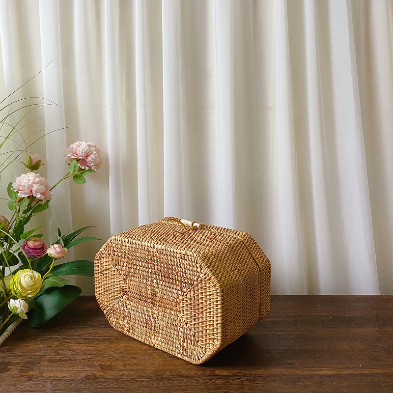 キッチン手織り籐収納ボックスハンドル付き籐飾りボックス茶食品 - Bread Box Bamboo のレビューと価格