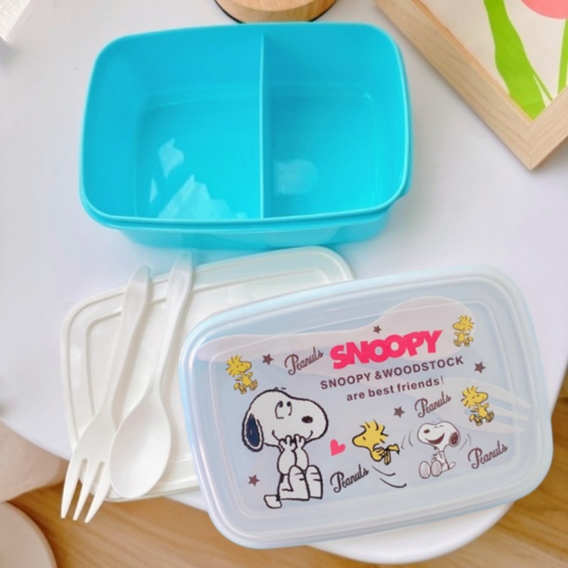 かわいいスヌーピーのランチボックス、スプーンとフォーク付き、 - Food Storage Room のレビューと価格