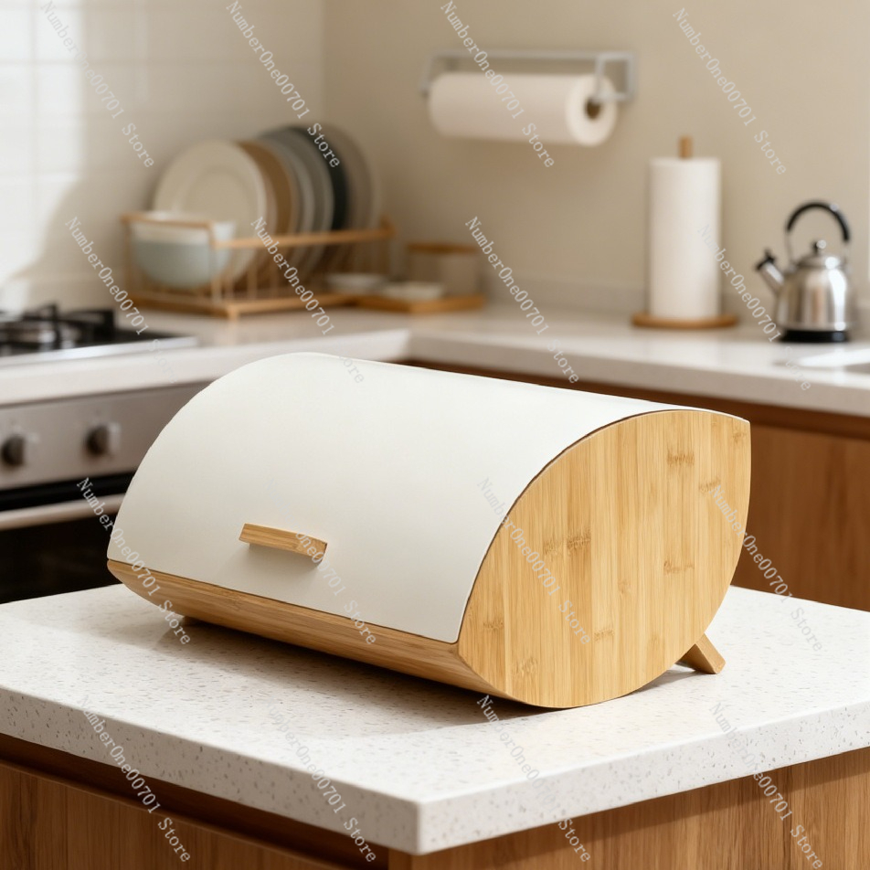 金属製パン収納ボックス 竹製蓋付き 気密キッチン食品容器 家 - Bread Box Bamboo のレビューと価格
