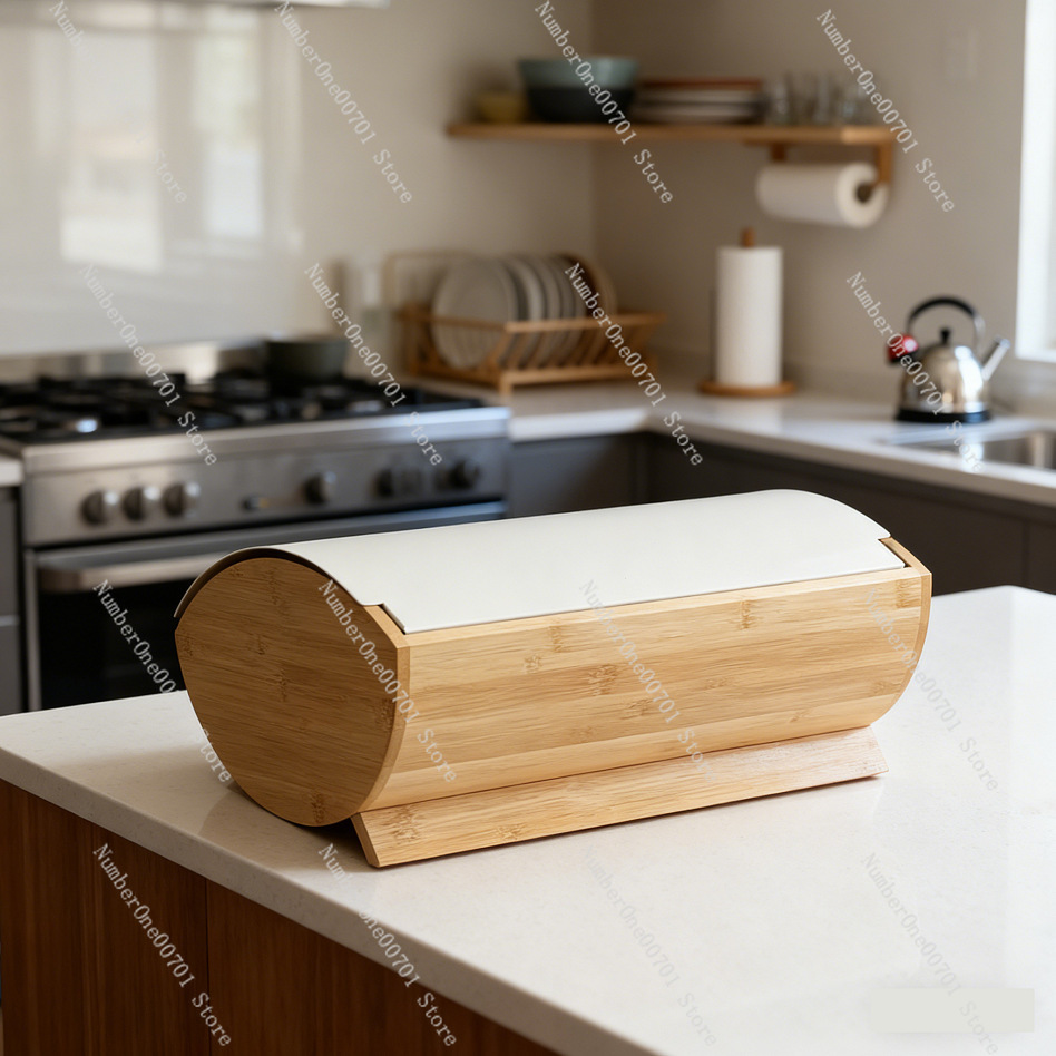 金属製パン収納ボックス 竹製蓋付き 気密キッチン食品容器 家 - Bread Box Bamboo のレビューと価格