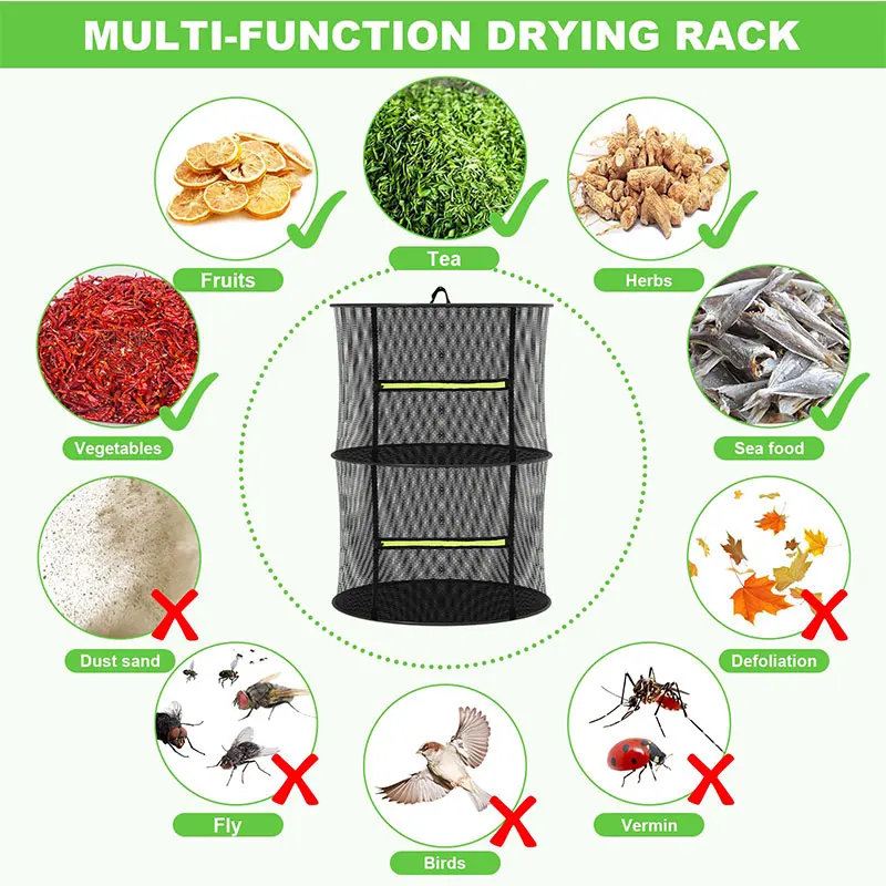 食品乾燥ネットメッシュドライヤー、ハーブ、果物、魚、肉、野菜 - Food Storage Net のレビューと価格