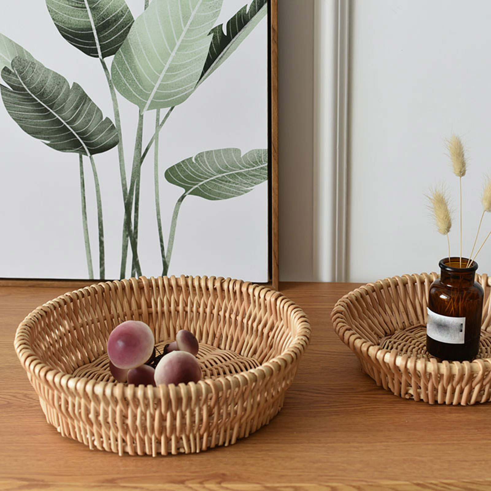 模造籐製キャンディスナック収納バスケット大容量キッチンフード - Food Storage Room のレビューと価格
